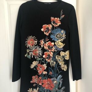 Zara black floral dress in small